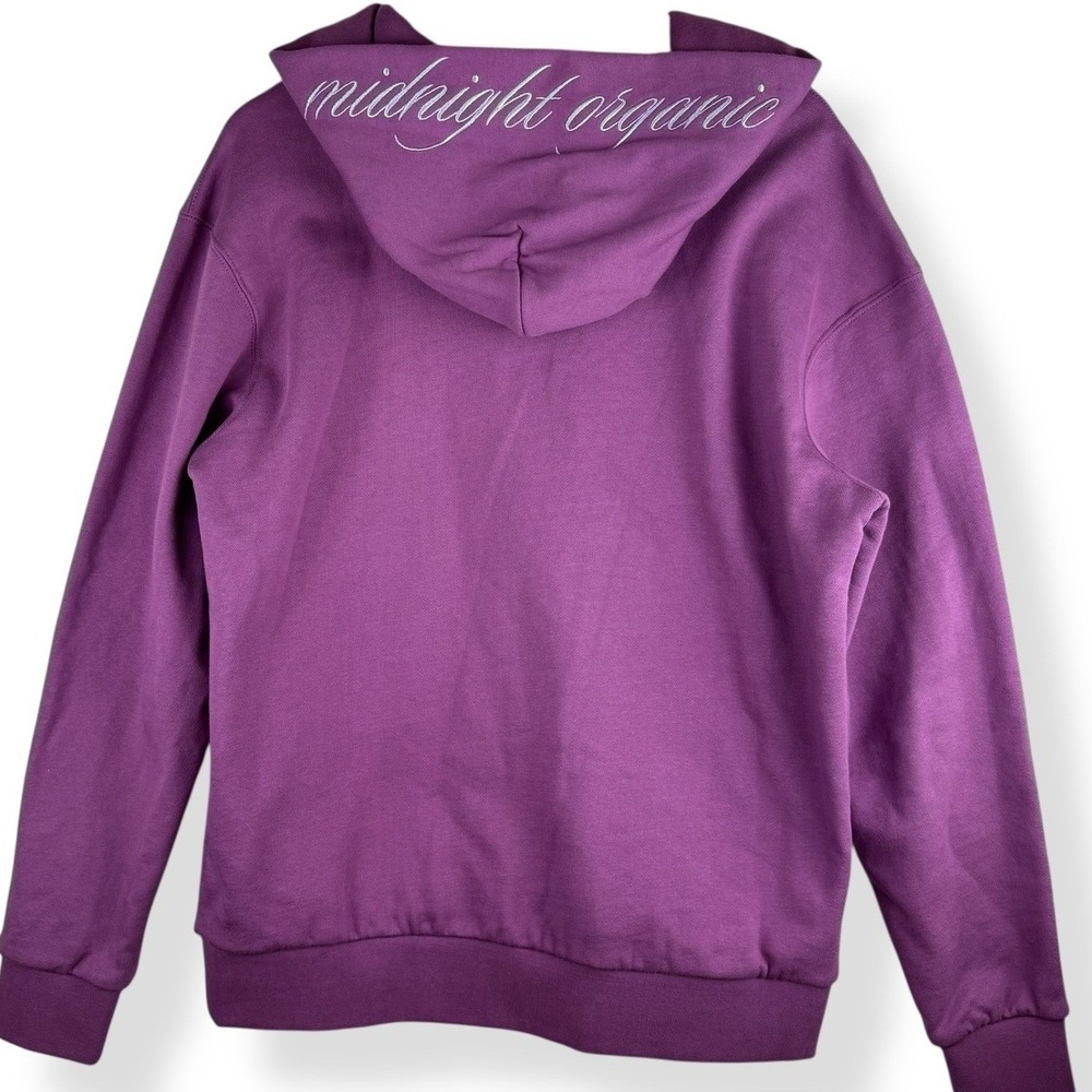 Midnight‎ Organic Embroidered Purple Hoodie Mens Size M Larry June Sweatshirt